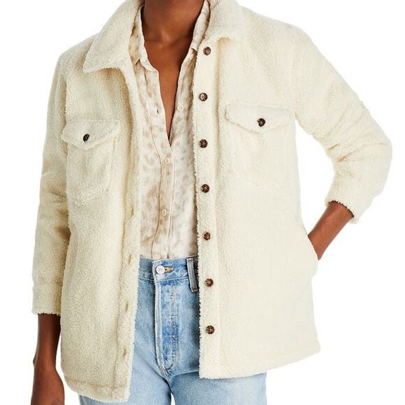NWT Marine Layer Ivory Eden Sherpa Overshirt Size Small - Picture 1 of 8
